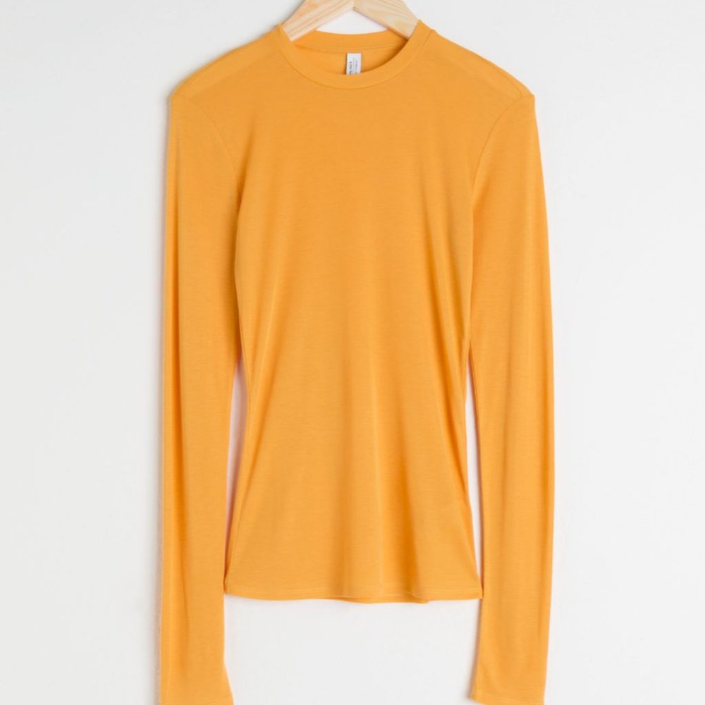 &Other Stories Fitted Ribbed Long Sleeve Top